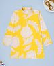 Kiddopanti Cotton Woven Full Sleeves Floral & Leaves Printed Kurta - Yellow & White