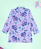 Kiddopanti Cotton Woven Full Sleeves Floral Printed Kurta - Sky Blue & Pink