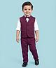 Babyhug Woven Full Sleeves 3 Piece Party Suit With Star Print & Bow - Wine