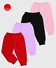 KUCHIPOO Knit Pack Of 4 Solid Track Pants - Red Lilac Pink & Black
