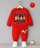 KUCHIPOO Fleece Knit Disney Mickey Mouse Featuring Full Sleeves Mickey And Friends  Printed  Light Winter  Sweatshirt & Joggers Set - Red