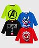 KUCHIPOO Cotton Blend Knit Pack Of 4 Marvel Avengers Featuring Full Sleeves Characters  Printed  Tees - Red Green Blue & Black