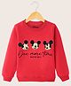 KUCHIPOO Fleece Knit Disney Mickey Mouse Featuring Full Sleeves Character Printed Light Winter Sweatshirt - Red