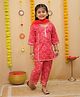 Little Ginnie Cotton Woven Three Fourth Sleeves Bandhani Printed & Gota Lace Embellished Kurti Pant With Dupatta Set - Red