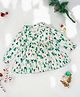 Little Ginnie Woollen Woven Christmas Theme Full Sleeves Trees Printed Dress - White