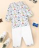 Little Ginnie Cotton Woven Full Sleeves Cars Printed Unisex Night Suit Set - White