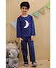 Little Ginnie Cotton Woven Full Sleeves Night Sky Printed Coordinating Night Suit Set - Navy Blue