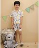 Little Ginnie Cotton Woven Half Sleeves Dinosaurs Printed Shirt & Coordinating Shorts Set - White