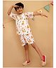Little Ginnie Cotton Woven Half Sleeves Giraffe Printed Shirt & Coordinating Shorts Set - White