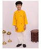 Little Ginnie Cotton Woven Full Sleeves Floral Embroidered Kurta Pyjama Set - Yellow