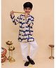 Little Ginnie Cotton Woven Full Sleeves Cows Printed Kurta Pyjama Set - Navy Blue