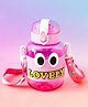 Cute Cartoon Kids Water Bottle 650 ml with Straw - Purple| Leak-Resistant|  Flip-Top Sipper Bottle with Strap| for School, Travel & Outdoor Use