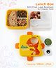 Dino Kids Section Lunch Box with Spoon 1150 ml - Yellow| BPA-Free & Freezer-Safe| Leak-Resistant| Multi-Compartment Tiffin for School, Travel & Picnics| For School Going Boys & Girls