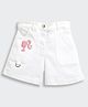 Barbie by Tiny Girl Cotton Denim Mattel Featuring Barbie Embroidered Shorts - White