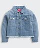 Barbie by Tiny Girl 100% Cotton Woven Full Sleeves Back Text Embroidered Jacket - Light Blue