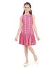Barbie by Tiny Girl Woven Sleeveless Heart & Typography Printed Dress - Pink