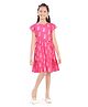 Barbie by Tiny Girl Woven Flutter Sleeves Alphabets  Printed Dress - Hot Pink