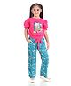 Barbie by Tiny Girl Woven Half Sleeves Baking Theme Printed Top & Pant Set - Hot Pink