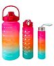 Sports Straw Sipper Bottle 3Pcs 2000ml,750ml,250ml - Fuchsia & Blue| BPA Free| Leak-Resistant & Freezer Safe| Ideal for School, Home & Travel