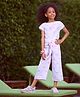 Barbie by Tiny Girl Cotton Woven Half Sleeves Striped Top & Pant Set - Off White