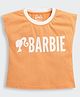 Barbie by Tiny Girl Cotton Woven Sleeveless Text Printed Tee - Peach