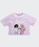 Barbie by Tiny Girl Cotton Woven Half Sleeves Girls Printed Tee - Lavender