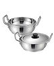 CutTales Stainless Steel Durable Sandwich Bottom Kadhai - 5 Ltr  And 4 LtrCapacity, Set Of 2