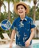 Pine Kids Viscose Woven Half Sleeves Shirt With Floral Print - Navy Blue