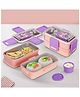Baybee Premium Stainless Steel Lunch Box for Kids & Adults | BPA-Free Stackable Lunchbox with 2 Box (500ml+500ml) & 80ml Sauce Container, Leak Proof 4-Side Lock | Hot Microwave Safe Tiffin Box (Pink)