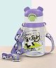 BAYBEE Bamboo Sipper Water Bottle with Straw for Kids | Leak Proof Sippy Water Bottle with Adjustable Strap | BPA Free & Non-Toxic 550ml Capacity | Drinking Sippy for School Kids Boys Girls (Purple)