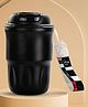 BAYBEE Sippy Cup with Lid & Straw for Kids | Spill Proof Stainless Steel Sipper Tumbler with Anti-Slip Silicone Grip Insulated Coffee Mug | BPA-Free Hot & Cold Drinking Sippy Cup (420ml, Black)