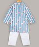 Hugsntugs Cotton Woven Full Sleeves Floral & Leaves Printed Kurta Pyjama Set - Blue
