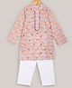Hugsntugs Cotton Woven Full Sleeves Floral Printed Kurta Pyjama Set - Pink