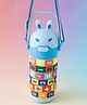 Bunny Lid Number Puzzle Straw Sipper Bottle for Kids - 520 ml - Blue| Leak Resistant & BPA Free| Freezer Safe School Straw Water Bottle for Boys & Girls