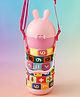 Bunny Lid Number Puzzle Straw Sipper Bottle for Kids - 520 ml - Pink| Leak Resistant & BPA Free| Freezer Safe School Straw Water Bottle for Boys & Girls