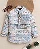 Ahhaaaa Viscose Woven Full Sleeves Geometric Printed Kurta Style Shirt - Blue