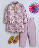 Ahhaaaa Viscose Woven Full Sleeves Floral Printed Jodhpuri Suit & Pant Set -  Pink