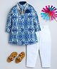 Ahhaaaa Viscose Woven Full Sleeves Abstract Printed Jodhpuri Suit & Pants Set - Blue