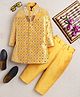 Ahhaaaa Viscose Woven Full Sleeves Sequin Embellished  Sherwani & Pant Set -  Yellow