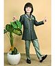 Ahhaaaa Viscose Woven Full Sleeves Geometric Printed Jodhpuri Suit With Pant Set - Green