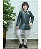 Ahhaaaa Viscose Woven Full Sleeves Geometric Printed Jodhpuri Suit With Pant Set - Green & Grey