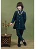 Ahhaaaa Viscose Woven Full Sleeves Sequin Embellished Chevron Embroidered Sherwani With Pant Set - Blue
