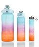 Motivational Gradient Sports Water Bottle Combo - Pack of 3 (2000ml + 900ml + 300ml) -  Blue & Orange| Time Marker| Leak-Resistant| Freezer-Safe| Stylish Bottles| for School, Gym & Travel