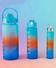 Motivational Gradient Sports Water Bottle Combo - Pack of 3 (2000ml + 900ml + 300ml) -  Blue & Orange| Time Marker| Leak-Resistant| Freezer-Safe| Stylish Bottles| for School, Gym & Travel