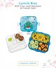 Kids Lunch Box with Compartments, Spoon & Fork - Blue| Leak-Resistant with Side Locks| Compact Food Storage Box for Boys & Girls