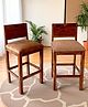 Ikiriya Osian Sheesham Wood Accent Set of 2 Bar Chairs / Stool in Teak Finish