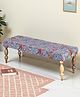 Ikiriya Cairo Sheesham Wood Mid Century 3 Seater Bench / Settees / Recamiers in Grey Brid Print Kantha