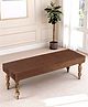 Ikiriya Cairo Sheesham Wood Accent 3 Seater Bench / Settees / Recamiers in Taupe Brown Velvet