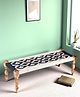 Ikiriya Hamilton Sheesham Wood Vintage 3 Seater Maachi Bench / Charpai / Khatiya / Rajasthani Traditional Settees / Recamiers in Black & White Rope Canning