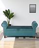 Ikiriya Queens Sheesham Wood Accent 2 Seater Couch / Bench with Storage in Turquoise Sea Velvet